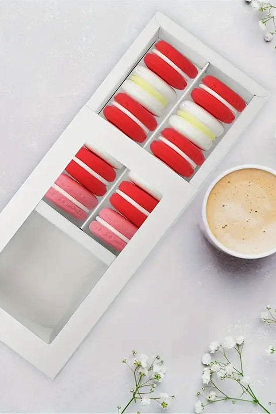 16 Macarons White Paper Box With Window - TEM IMPORTS™