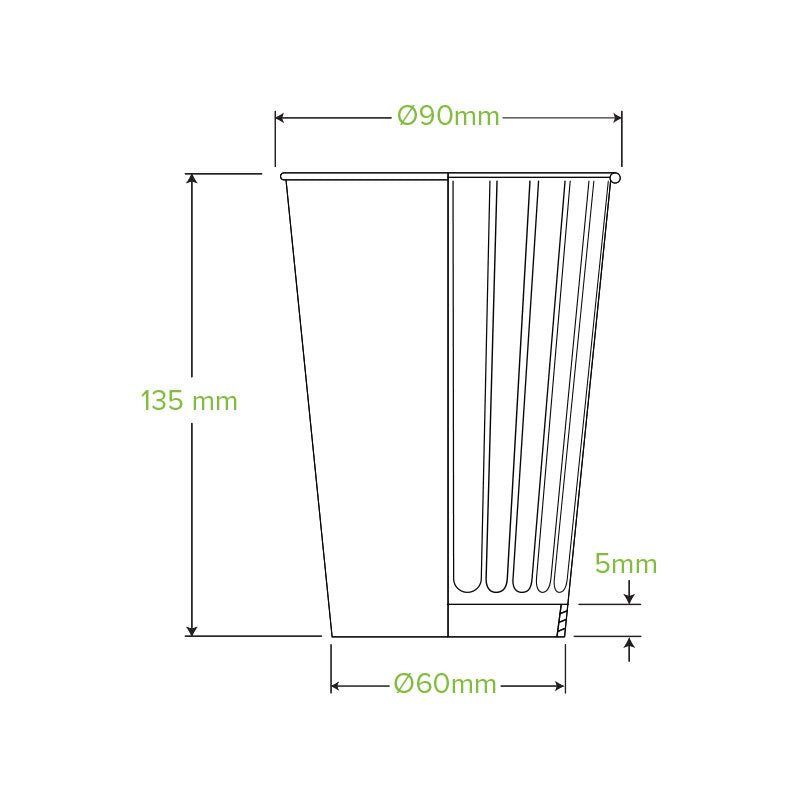 16oz/460mL (90mm) Black Double Wall BioCup - 1000pcs/ctn - TEM IMPORTS™