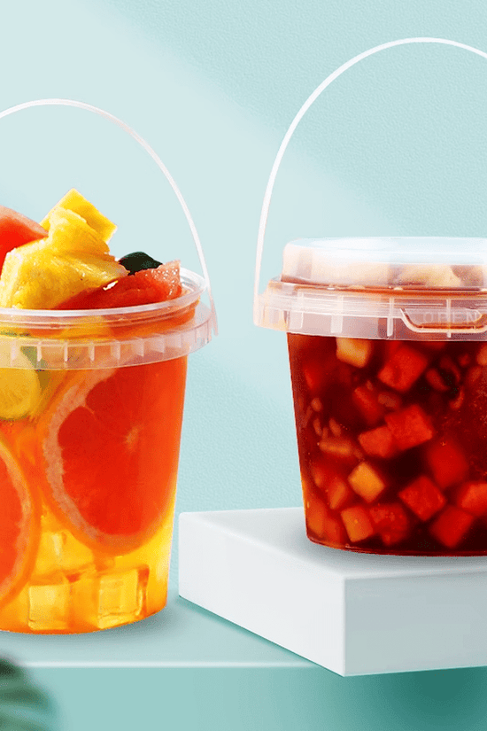 16oz/500mL Clear Fruit/Milk Tea Tamper Proof Bucket Cups - TEM IMPORTS™