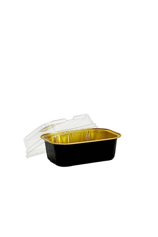 170mL Black & Gold Rectangular Aluminium Foil Cake Tin - TEM IMPORTS™