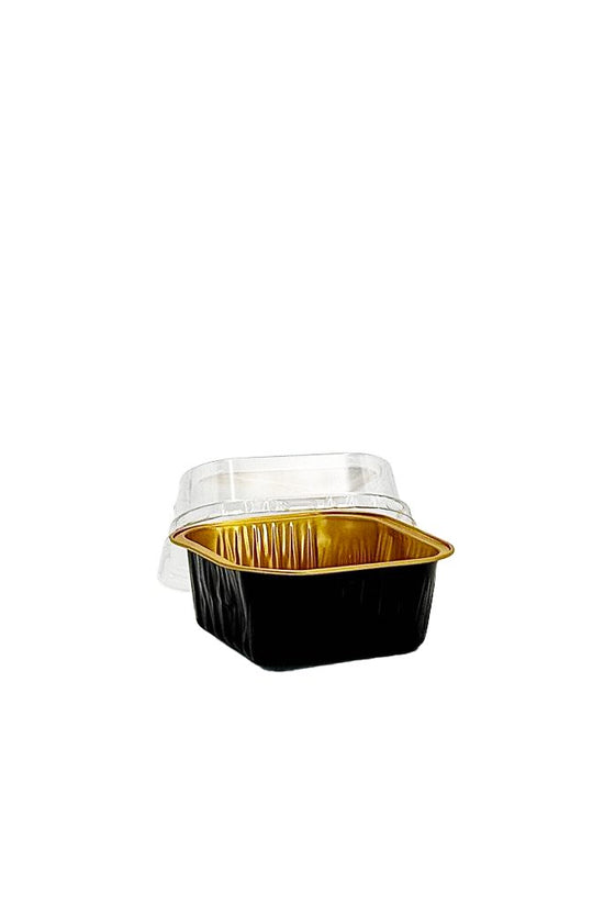 170mL Black & Gold Square Aluminium Foil Cake Tin - TEM IMPORTS™