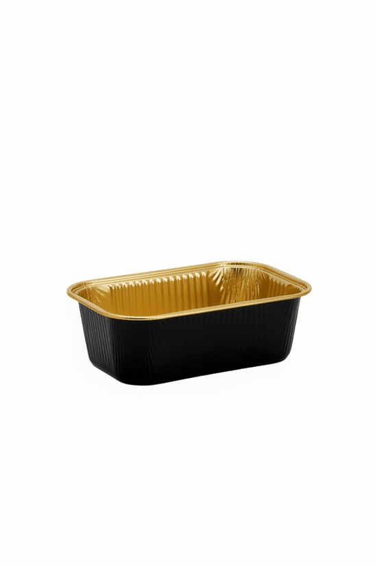 170mL Rectangular Smooth Wall Aluminium Foil Cake Tin - Black&Gold Series - TEM IMPORTS™