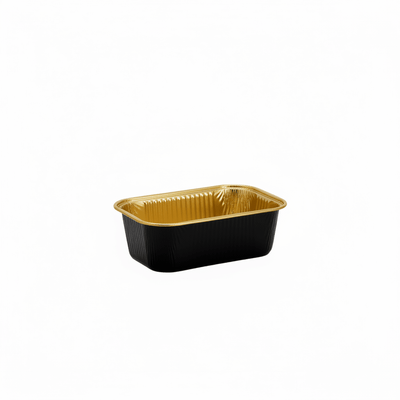 170mL Rectangular Smooth Wall Aluminium Foil Cake Tin - Black&Gold Series - TEM IMPORTS™