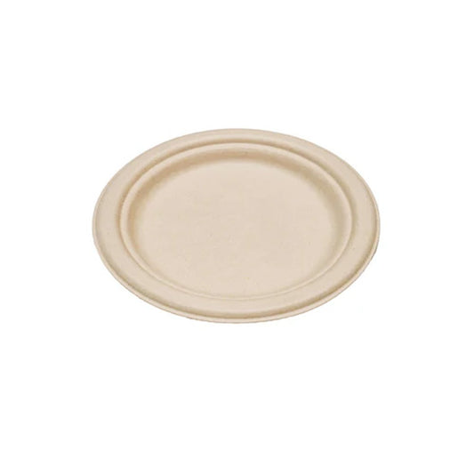 171mm/6.75" Inch Natural Round Sugarcane Plate - TEM IMPORTS™