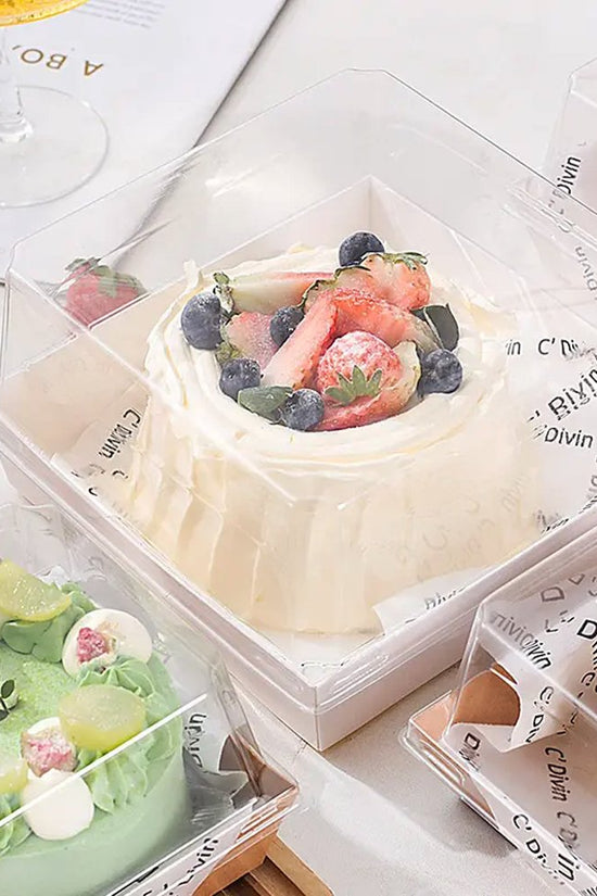 17x17.5cm Square White Paper Tray With Tall Clear Lid - TEM IMPORTS™