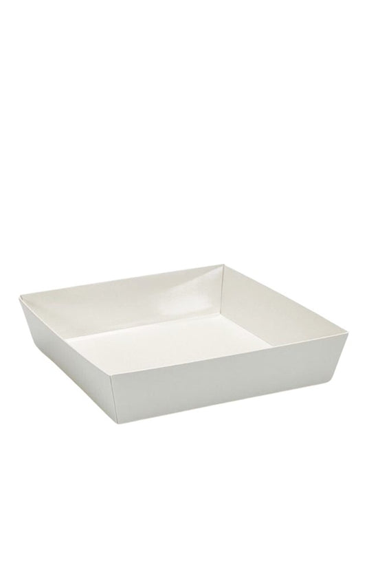 17x17.5cm Square White Paper Tray With Tall Clear Lid - TEM IMPORTS™