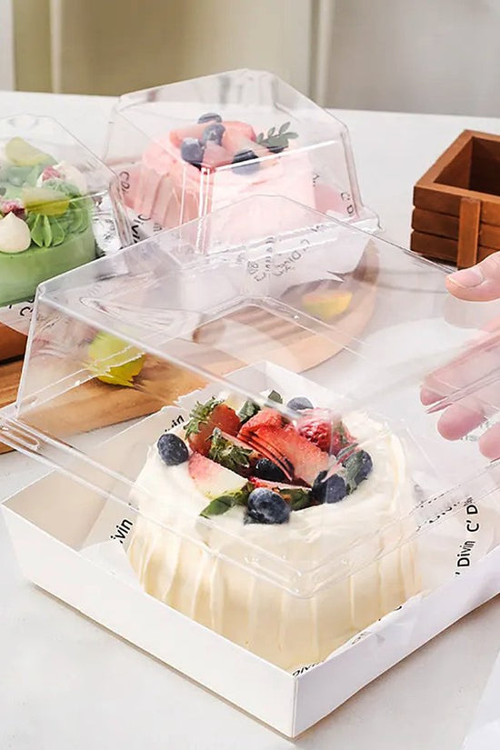 17x17.5cm Square White Paper Tray With Tall Clear Lid - TEM IMPORTS™