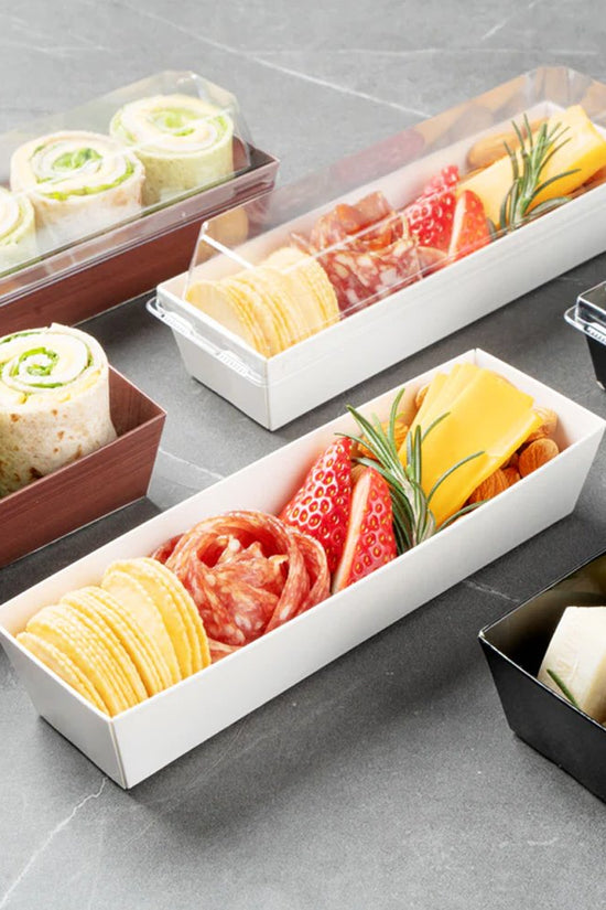 18x5.5cm Rectangular White Paper Tray With Clear Lid - TEM IMPORTS™