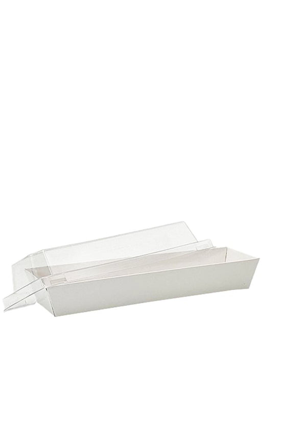 18x5.5cm Rectangular White Paper Tray With Clear Lid - TEM IMPORTS™