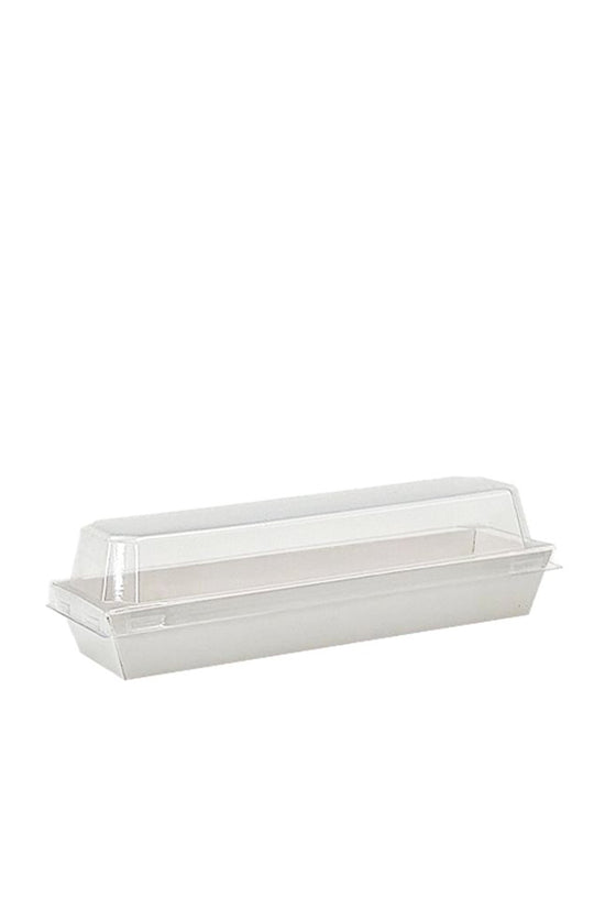 18x5.5cm Rectangular White Paper Tray With Clear Lid - TEM IMPORTS™