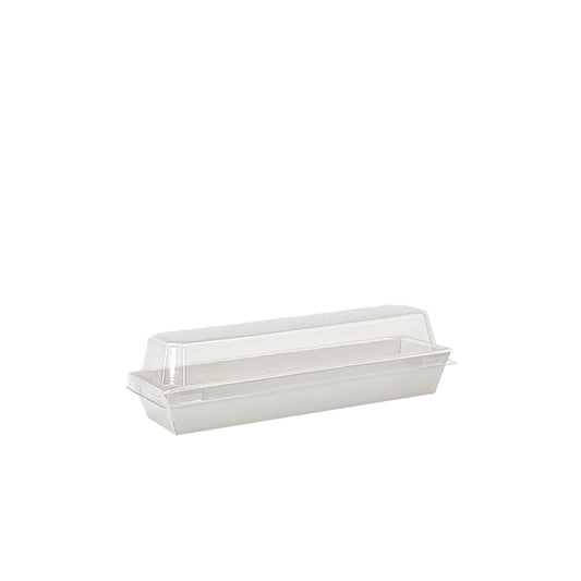 18x5.5cm Rectangular White Paper Tray With Clear Lid - TEM IMPORTS™