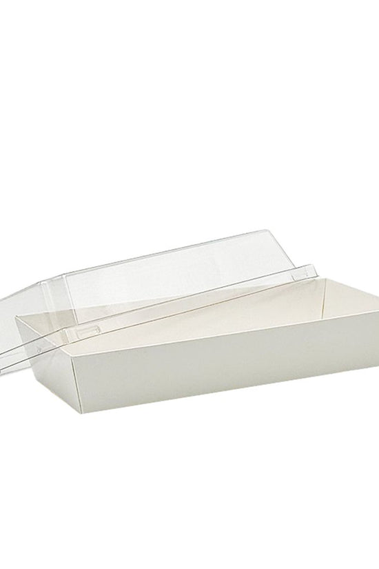 19x8.5cm Rectangular White Paper Tray With Clear Lid - TEM IMPORTS™