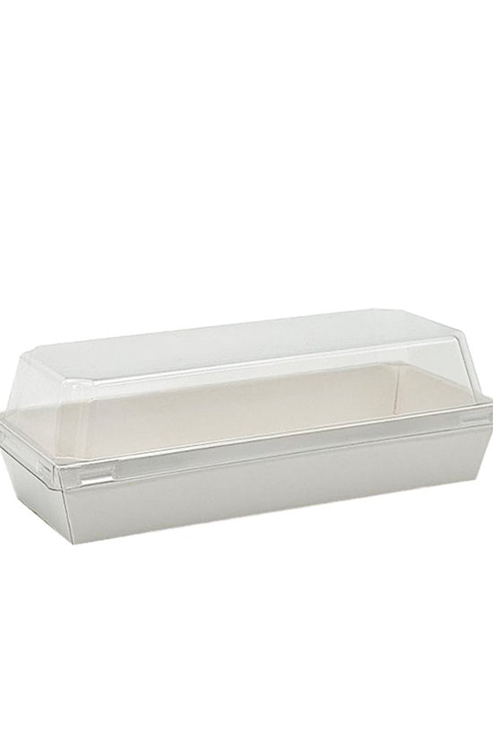 19x8.5cm Rectangular White Paper Tray With Clear Lid - TEM IMPORTS™