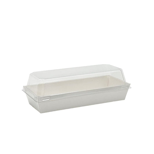 19x8.5cm Rectangular White Paper Tray With Clear Lid - TEM IMPORTS™