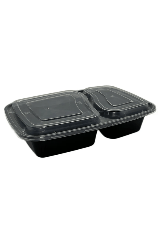 2 Compartment Small Black Takeaway Bento Box With Lid - TEM IMPORTS™
