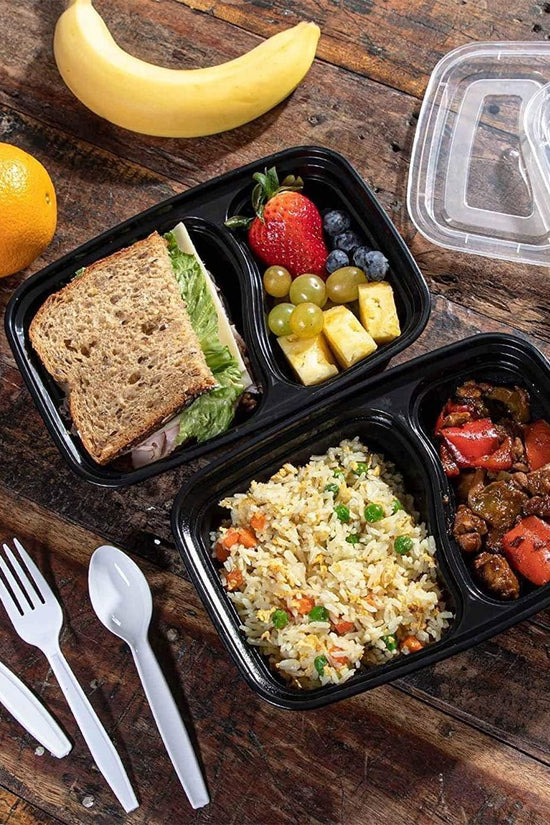 2 Compartment Takeaway Meal Prep Container With Lid - TEM IMPORTS™