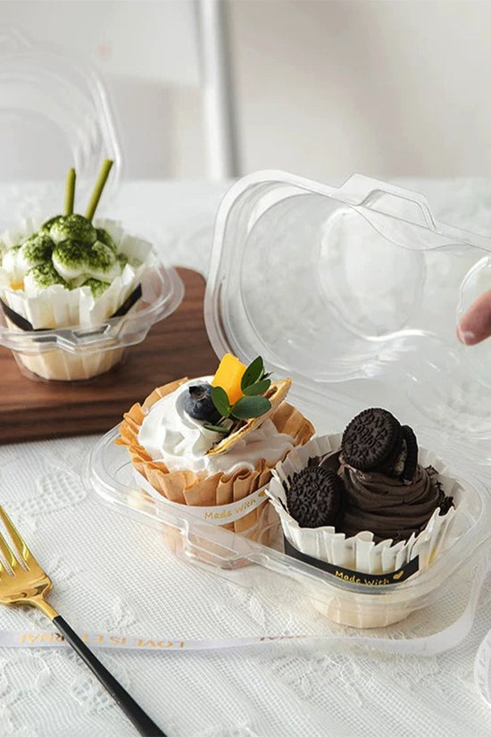 2 CupCake Clear PET Hinged Lid Holder - TEM IMPORTS™