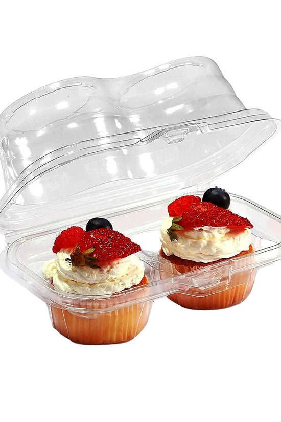 2 CupCake Clear PET Hinged Lid Holder - TEM IMPORTS™