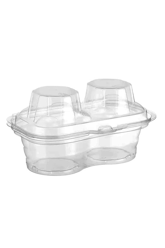 2 CupCake Clear PET Hinged Lid Holder - TEM IMPORTS™