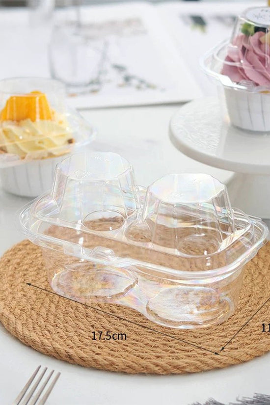 2 CupCake Clear PET Hinged Lid Holder - TEM IMPORTS™