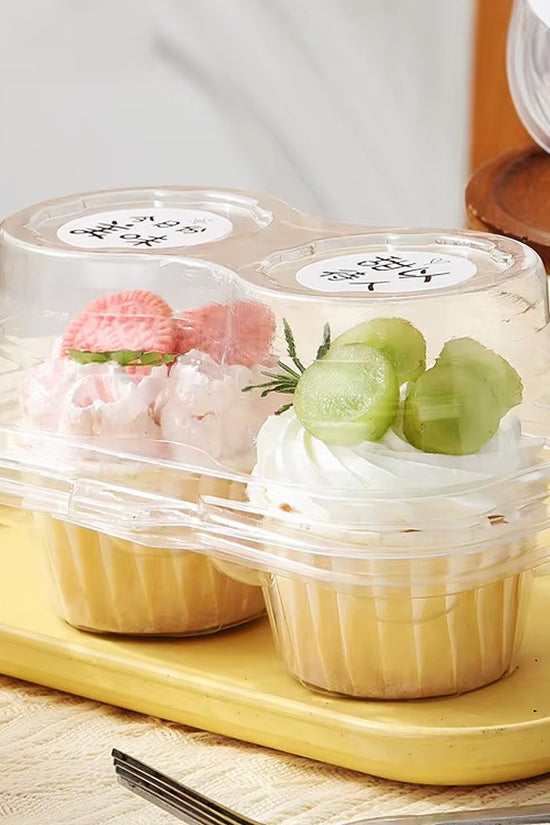 2 CupCake Clear PET Hinged Lid Holder - TEM IMPORTS™