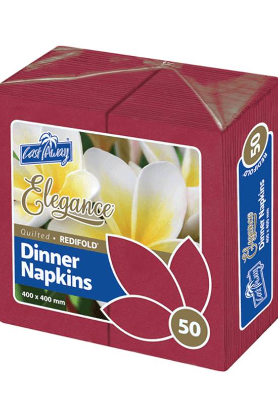 2 - Ply Dinner Napkins RediFold Wine Red 400x400mm - 1000/CTN - TEM IMPORTS™
