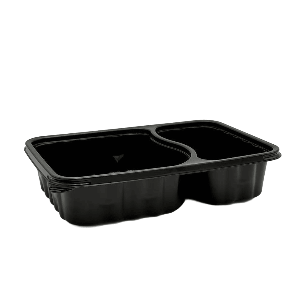 2 Premium Compartment Bento Lunch Box Set Black - 200/CTN - TEM IMPORTS™