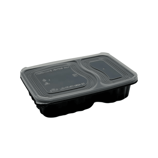 2 Premium Compartment Bento Lunch Box Set Black - 200/CTN - TEM IMPORTS™