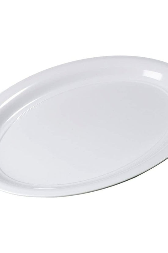 20 Inch White Plastic Oval Food Platter - 8 Pack