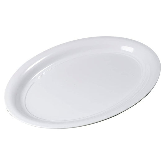 20 Inch White Plastic Oval Food Platter - 8 Pack