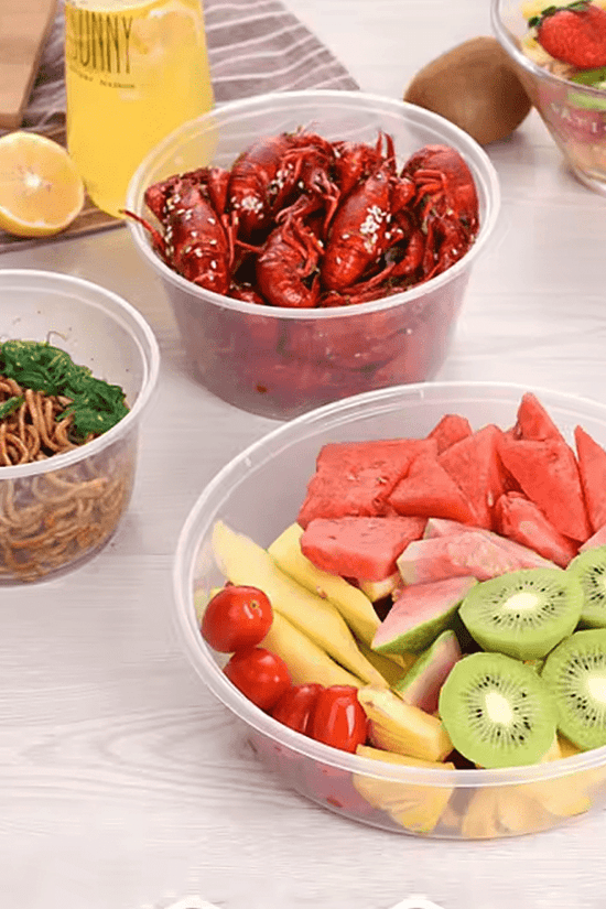 2000mL Takeaway Round Clear Supa Bowls With Flat Lid - TEM IMPORTS™