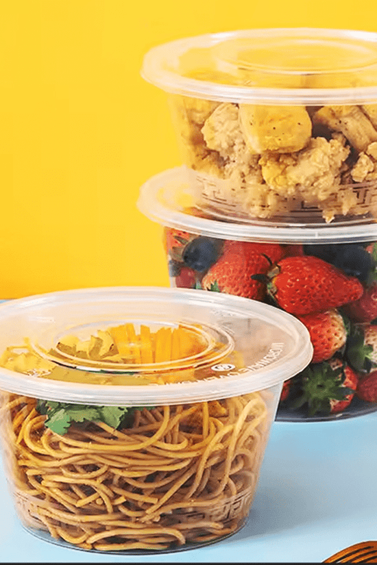 2000mL Takeaway Tall Round Clear Supa Bowls With Lids - TEM IMPORTS™