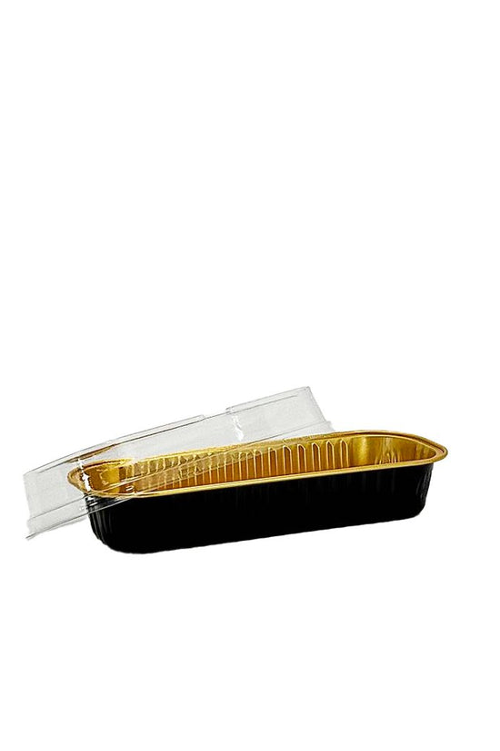 200mL Black & Gold Rectangular Aluminium Foil Cake Tin - TEM IMPORTS™