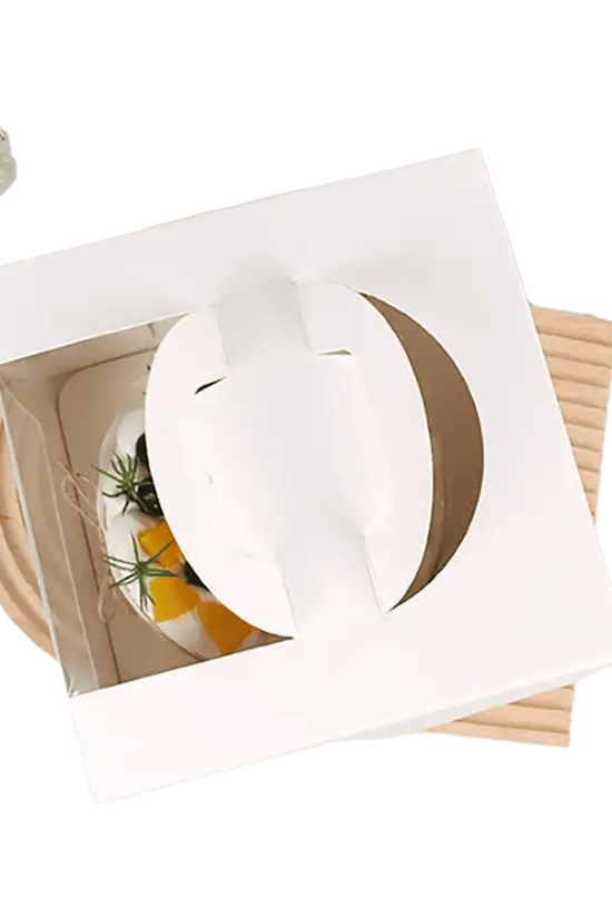 20.5x20.5 Tall White Top Handle Window Cake Box With Tray - H19 - TEM IMPORTS™