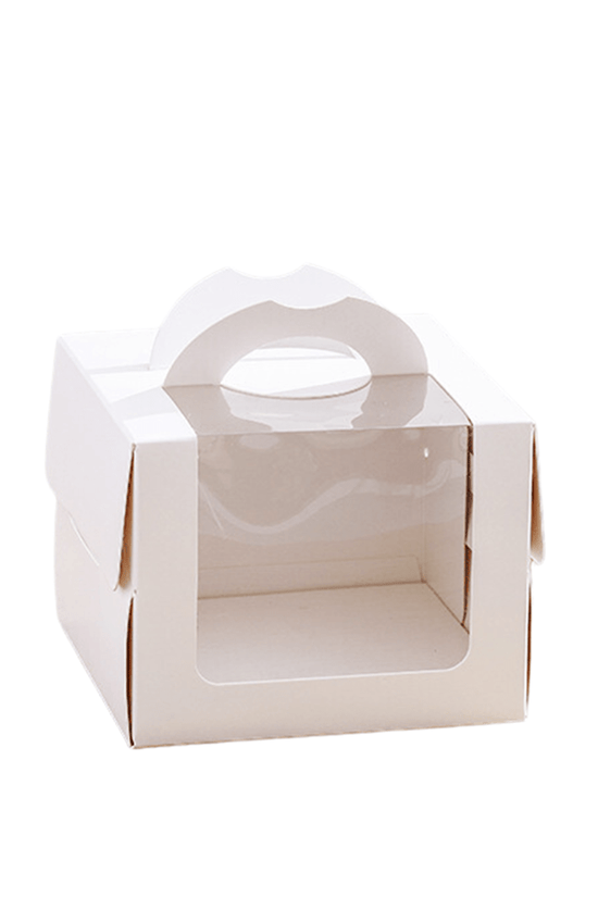 20.5x20.5 White Top Handle Window Cake Box With Tray - H16 - TEM IMPORTS™