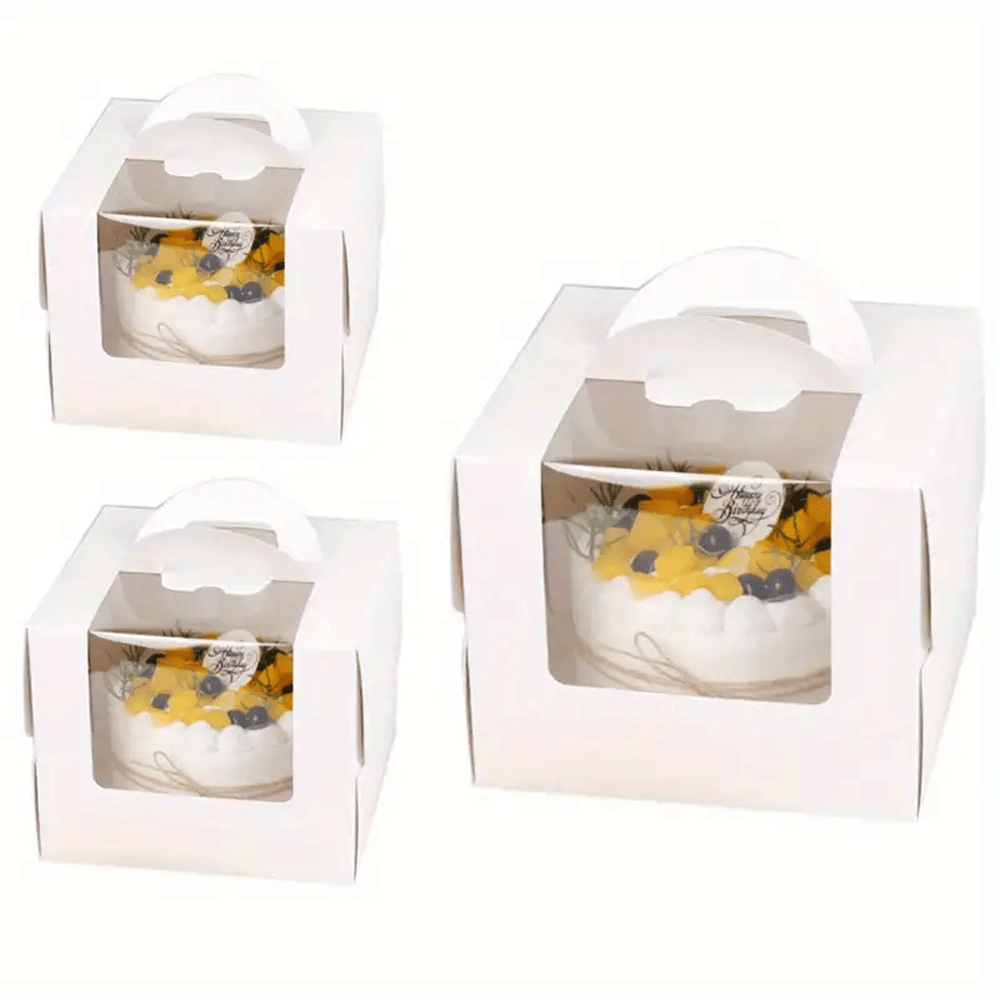 20.5x20.5 White Top Handle Window Cake Box With Tray - H16 - TEM IMPORTS™
