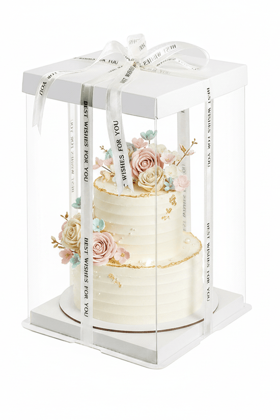 20x20x31 Clear Square Cake Box With Paper Lid - White - TEM IMPORTS™