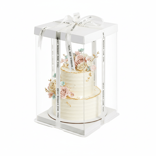 20x20x31 Clear Square Cake Box With Paper Lid - White - TEM IMPORTS™