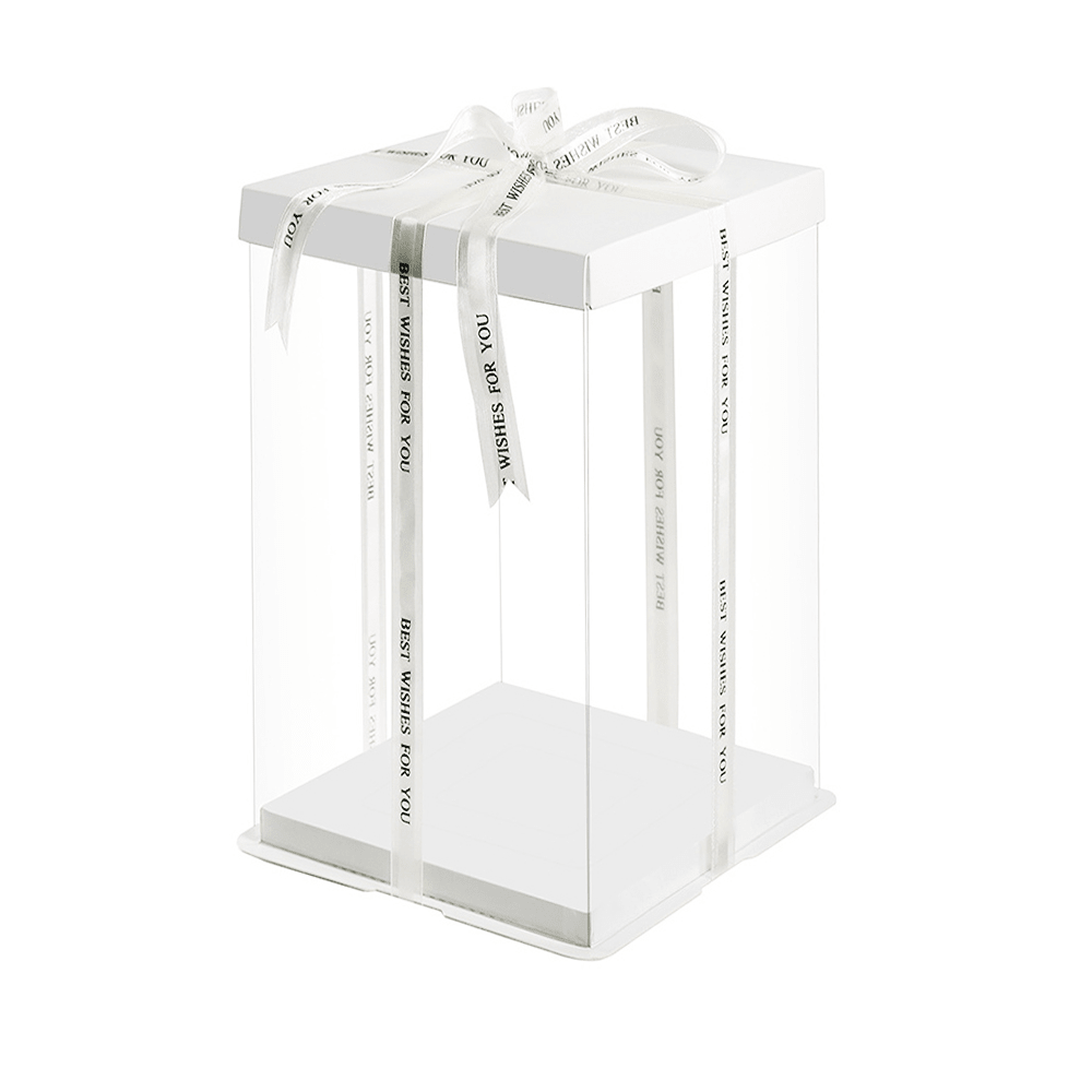 20x20x31 Clear Square Cake Box With Paper Lid - White - TEM IMPORTS™