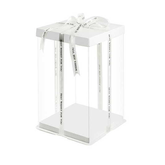 20x20x31 Clear Square Cake Box With Paper Lid - White - TEM IMPORTS™
