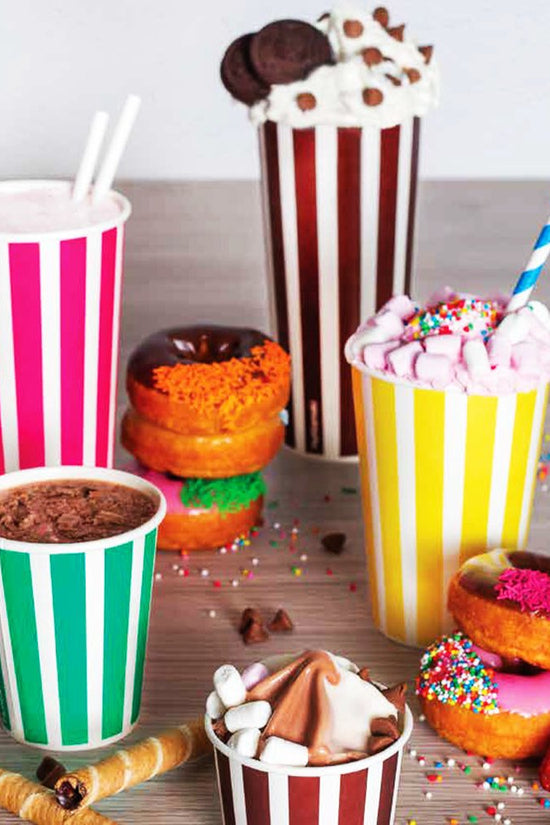 22oz/650mL (D/90mm) Candy Stripe Paper Cold Cup - TEM IMPORTS™