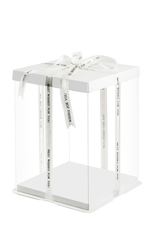22x22x24 Clear Square Cake Box White With Paper Lid - TEM IMPORTS™