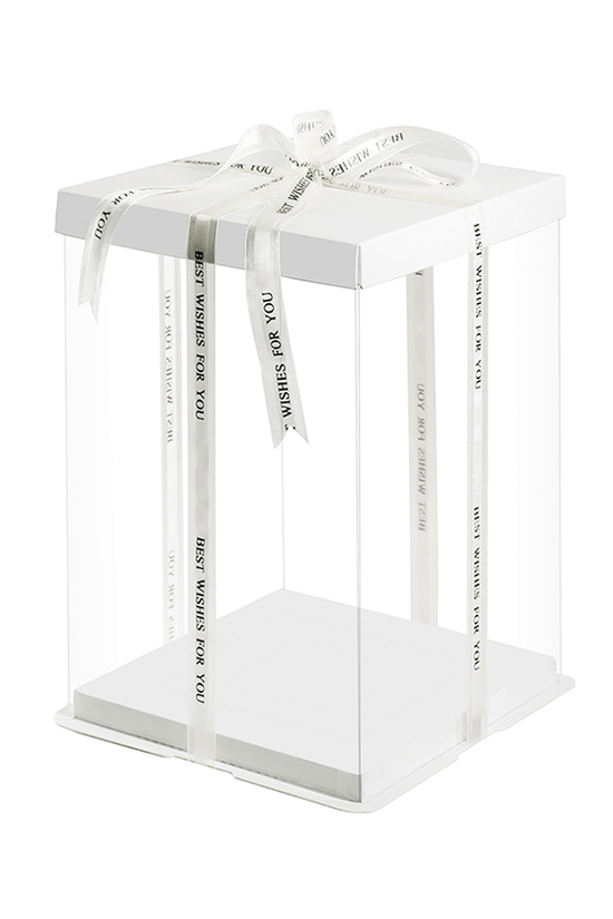 22x22x30 Clear Square Cake Box White With Paper Lid - TEM IMPORTS™