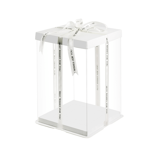 22x22x30 Clear Square Cake Box White With Paper Lid - TEM IMPORTS™