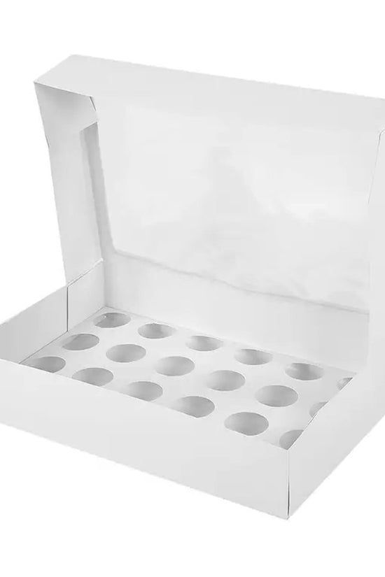 24 White Mini Cupcake Box Window With Insert - TEM IMPORTS™