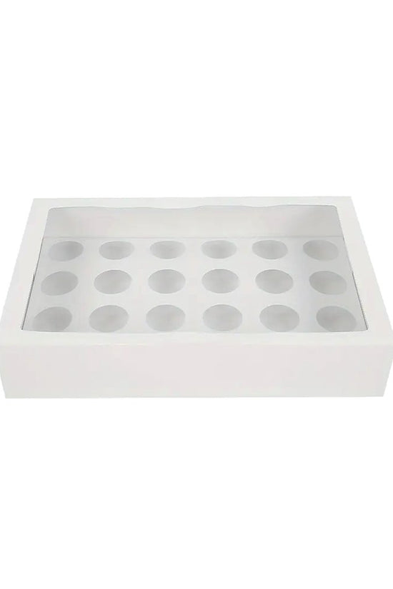 24 White Mini Cupcake Box Window With Insert - TEM IMPORTS™