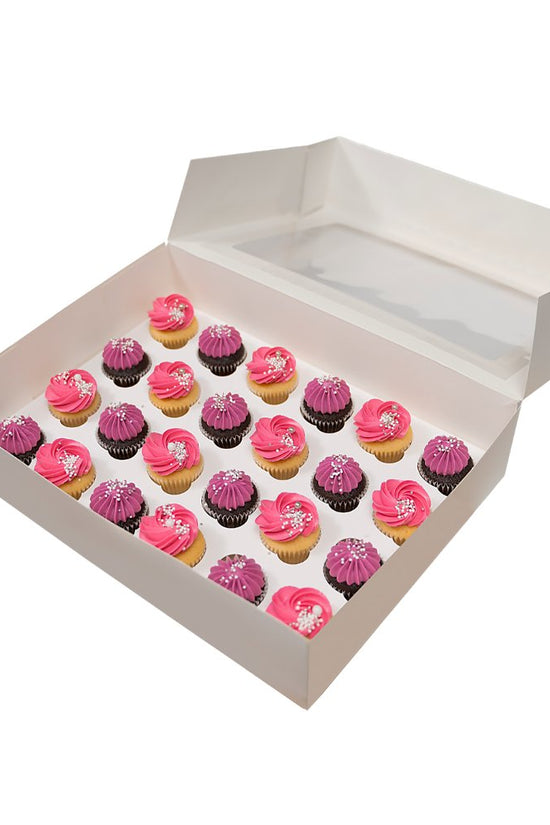 24 White Mini Cupcake Box Window With Insert - TEM IMPORTS™