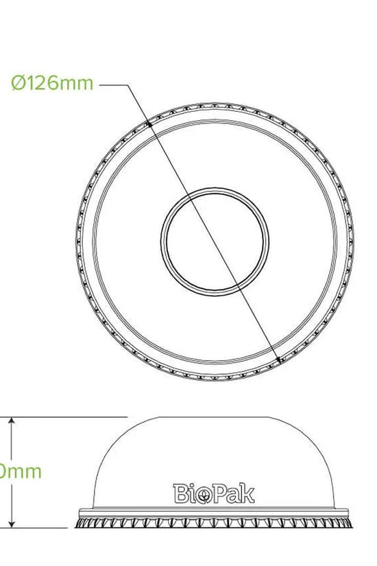 240 - 960mL Clear BioBowl Dome Lid - 500pcs/Ctn - TEM IMPORTS™