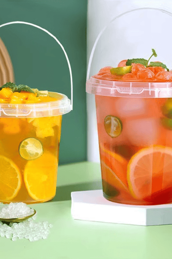 24oz/700mL Clear Fruit/Milk Tea Tamper Proof Bucket Cups - TEM IMPORTS™