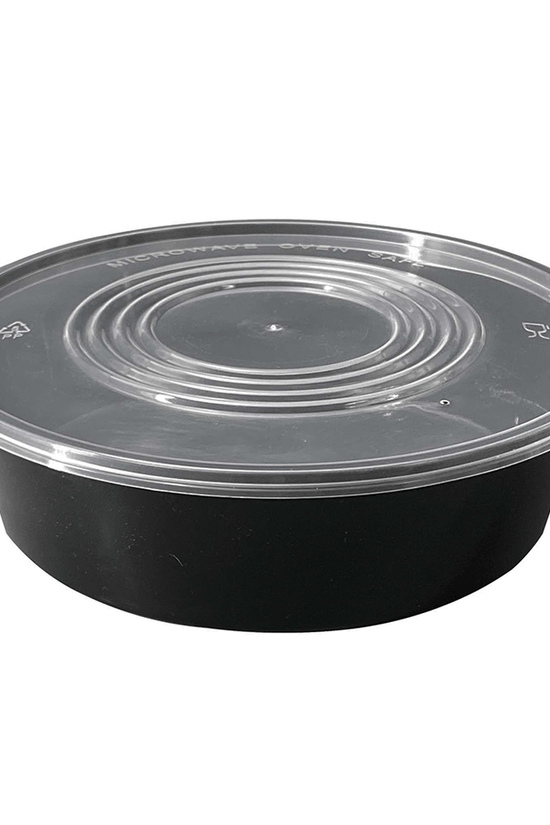 2500mL Takeaway Round Black Supa Bowls With Lid - TEM IMPORTS™